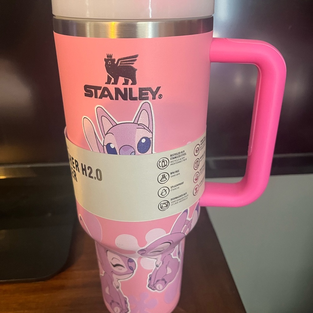 Stanley Pink Tumbler with Handle and Fun Design